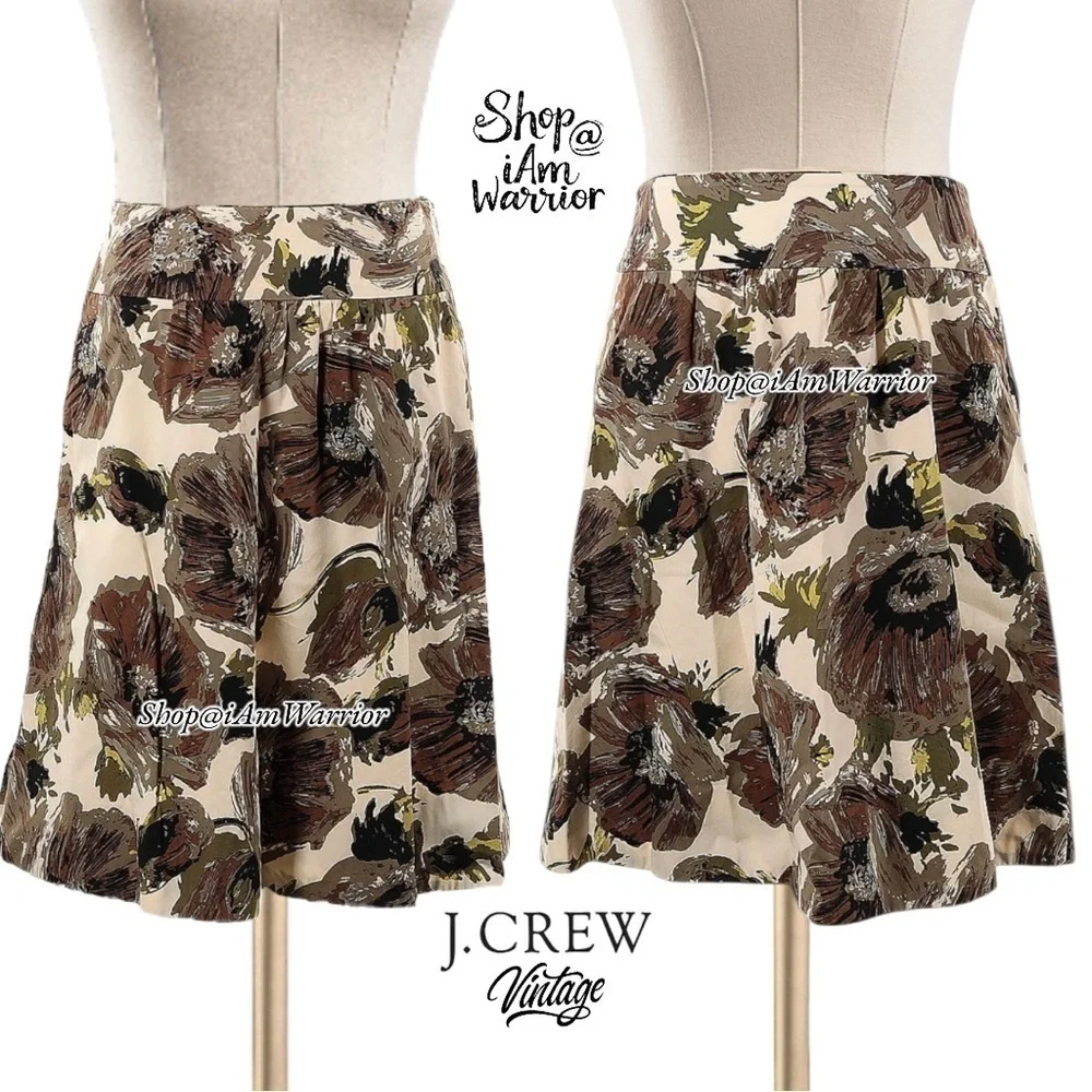 J.Crew vintage floral a-line mini skirt in olive, brown & cream *shop@iamwarrior